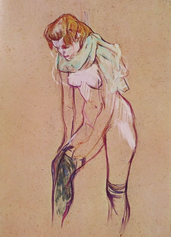 Toulouse-Lautrec: Donna che si infila una calza