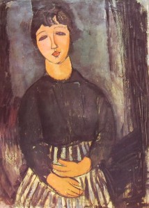 Modigliani: La servetta seduta, cm. 92 x 65, Proprietà privata, Parigi.