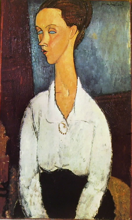 Amedeo Modigliani: Lunia Czechowska con la camicetta bianca