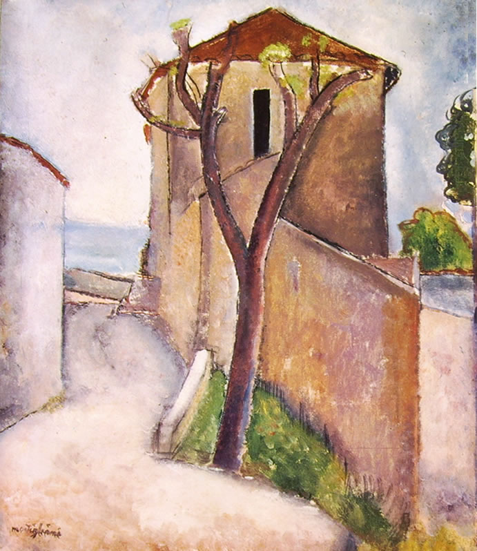 Amedeo Modigliani: Albero e case
