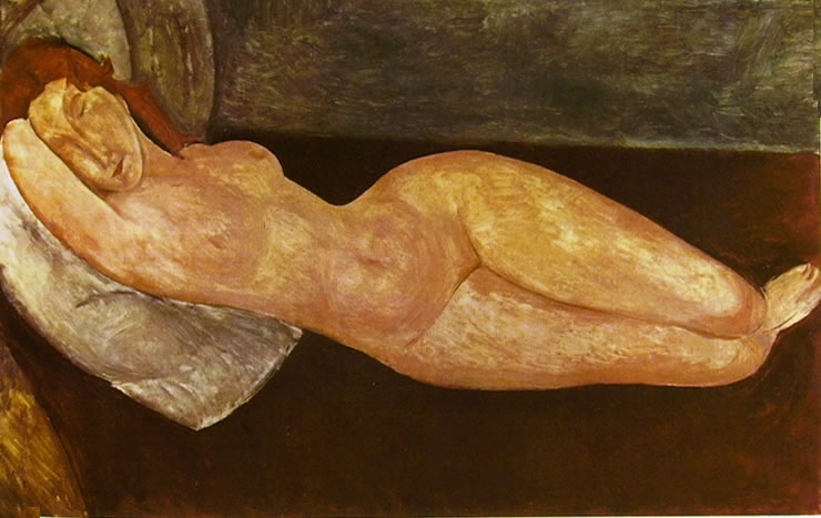 Amedeo Modigliani: Nudo coricato, col braccio destro sotto la testa