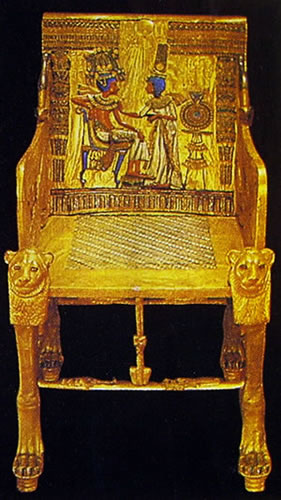 Trono di Tutankhamon in legno dorato e dipinto, Museo Egizio, Cairo