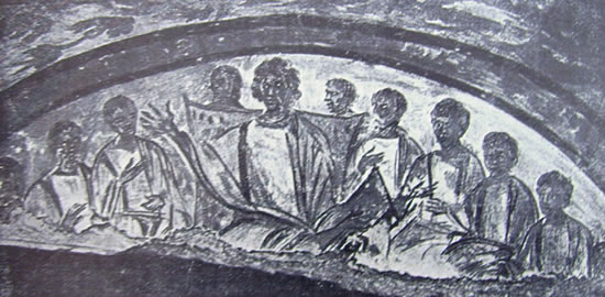 Cristo fra gli apostoli (Cimitero di Domitilla, Roma)