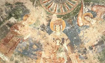 Affresco in Santa Maria di Foro Claudio: Madonna in Trono con Bambino