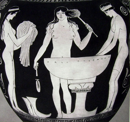 "Gruppo di Polignoto": Particolare dello stamno: Toilette di donne (MOnaco)Stamno 