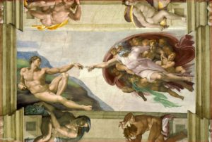 Michelangelo Buonarroti: La creazione di Adamo nel soffitto della Cappella Sistina