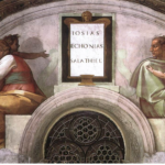 Michelangelo Buonarroti: Lunetta con Iosias Echonias e Salatiel, intorno al 1508-11, dimensioni 340 x 650 cm., Cappella Sistina, Città del Vaticano.