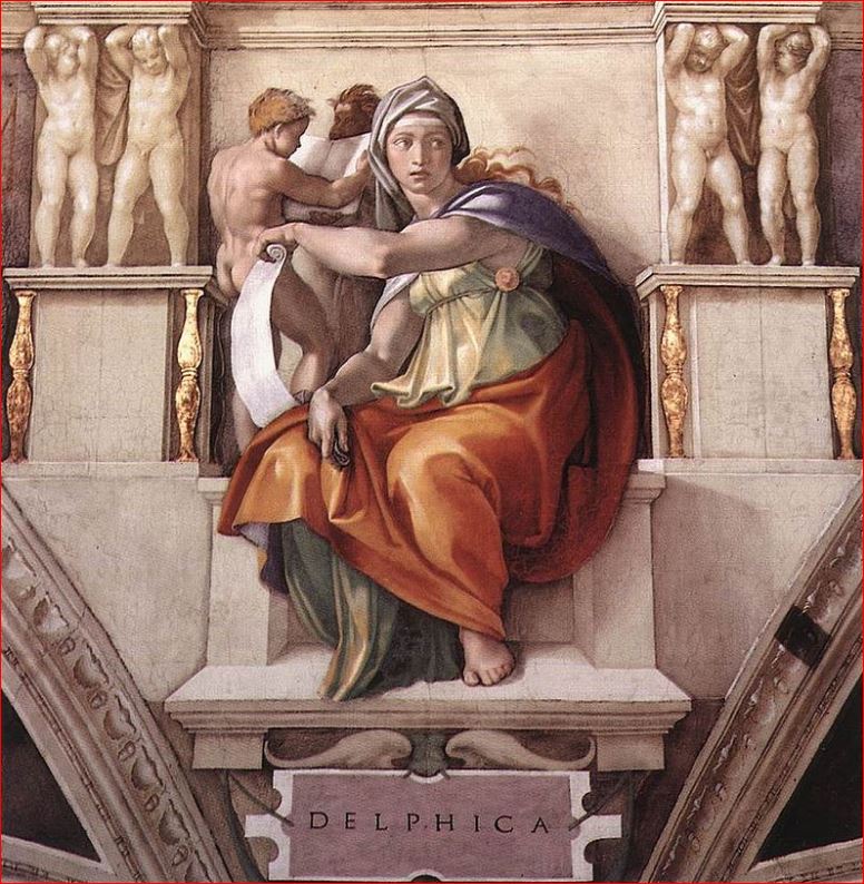 Michelangelo Buonarroti: La Sibilla Delfica nella volta della Cappella Sistina