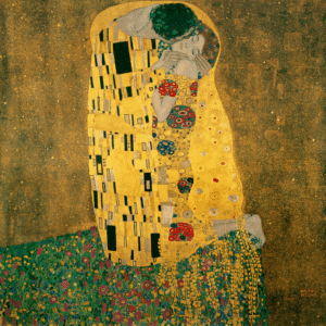 Gustav Klimt: Il bacio. Anno 1907-1908, olio su tela, 180 × 180 cm., Österreichische