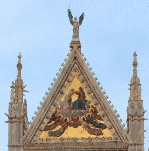 Cuspide centrale della facciata superiore del duomo di Siena