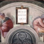 Michelangelo Buonarroti: Lunetta con Ezechia, Manasse e Amon, intorno al 1508-11, dimensioni 340 x 650 cm., Cappella Sistina