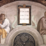 Michelangelo Buonarroti: Lunetta con ZorobabeleAbiud ed Eliacim, intorno al 1508-11, dimensioni 340 x 650 cm., Cappella Sistina, Città del Vaticano.