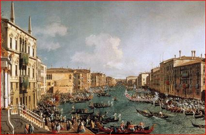 Antonio Canal: La Regata sul Canal Grande (1732), Londra, Collezioni Reali. Dimensioni della tela: (77 X 126 cm.)