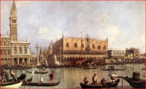 Antonio Canal: Palazzo Ducale e Piazza San Marco (1755 circa), Firenze, Galleria degli Uffizi. Dimensioni della tela 51 X 83 cm.