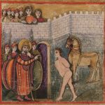 Cavallo di Troia, una miniatura tratta dal manoscritto Vergilius romanus dell'Eneide di Virgilio risalente al primo Quattrocento